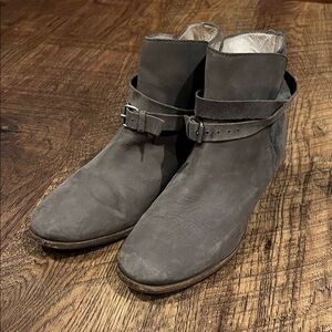 Boden Gray Suede & Leather Ankle Boots
